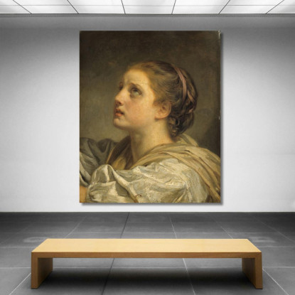 Head Of A Young Woman (Tête De Jeune Femme) Jean-Baptiste Greuze jbg74 canvas print