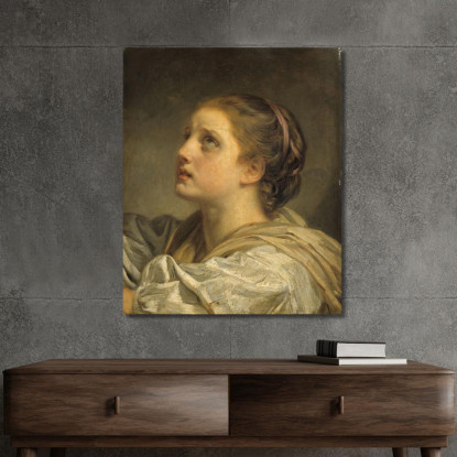 Head Of A Young Woman (Tête De Jeune Femme) Jean-Baptiste Greuze jbg74 canvas print