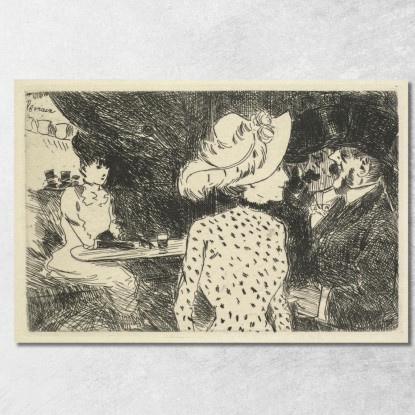 Scena Al Caffè Jean-Louis Forain jfr12 quadro stampato su tela