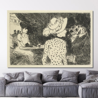 Scena Al Caffè Jean-Louis Forain jfr12 quadro stampato su tela