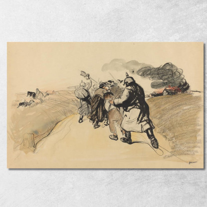 Incursione Tedesca In Un Villaggio Jean-Louis Forain jfr27 quadro stampato su tela