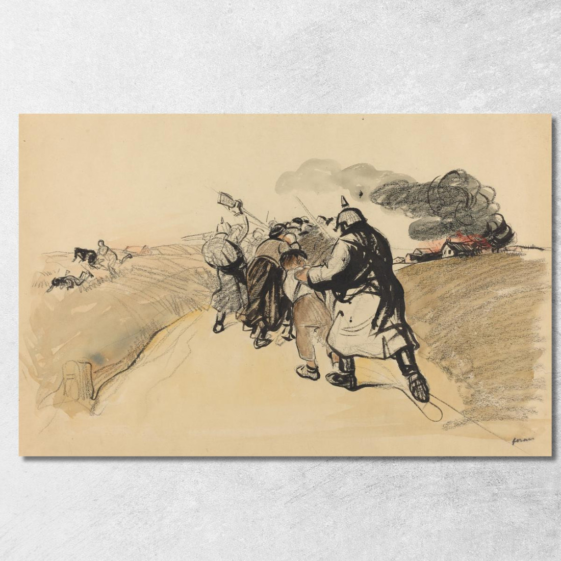 Incursione Tedesca In Un Villaggio Jean-Louis Forain jfr27 quadro stampato su tela