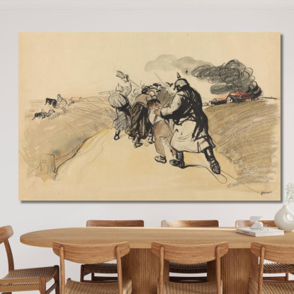 Incursione Tedesca In Un Villaggio Jean-Louis Forain jfr27 quadro stampato su tela