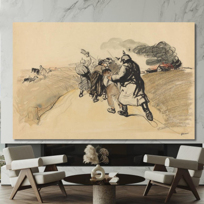 Incursione Tedesca In Un Villaggio Jean-Louis Forain jfr27 quadro stampato su tela