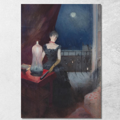 Donna In Piedi Con Ventaglio Jean-Louis Forain jfr46 quadro stampato su tela