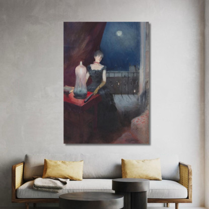 Donna In Piedi Con Ventaglio Jean-Louis Forain jfr46 quadro stampato su tela