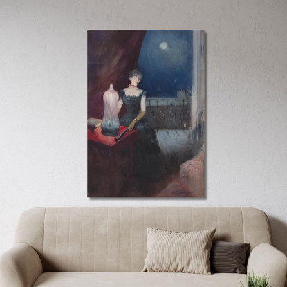 Donna In Piedi Con Ventaglio Jean-Louis Forain jfr46 quadro stampato su tela