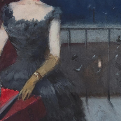 Donna In Piedi Con Ventaglio Jean-Louis Forain jfr46 quadro stampato su tela