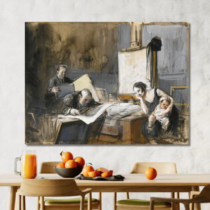 Il Mercante Di Stampe Jean-Louis Forain jfr54 quadro stampato su tela