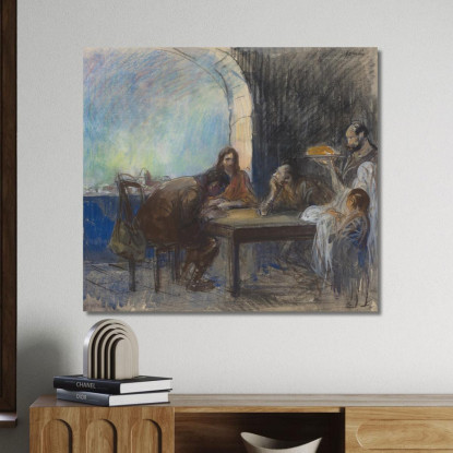 La Cena A Emmaus Jean-Louis Forain jfr58 quadro stampato su tela