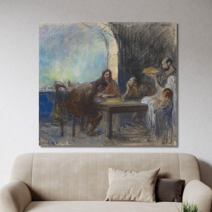 La Cena A Emmaus Jean-Louis Forain jfr58 quadro stampato su tela