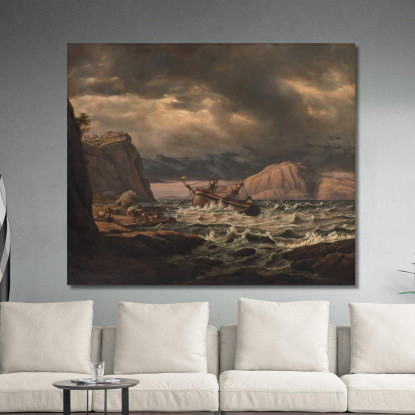 Un Naufragio Sulla Costa Della Norvegia Johan Christian Dahl jcd1 quadro stampato su tela