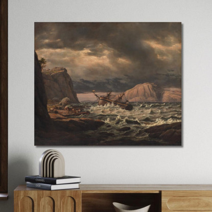 Un Naufragio Sulla Costa Della Norvegia Johan Christian Dahl jcd1 quadro stampato su tela