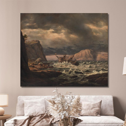 Un Naufragio Sulla Costa Della Norvegia Johan Christian Dahl jcd1 quadro stampato su tela