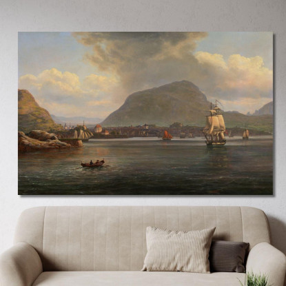 Bergen Vista Dall'Insenatura Settentrionale Johan Christian Dahl jcd4 quadro stampato su tela