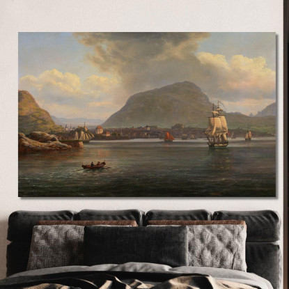 Bergen Vista Dall'Insenatura Settentrionale Johan Christian Dahl jcd4 quadro stampato su tela