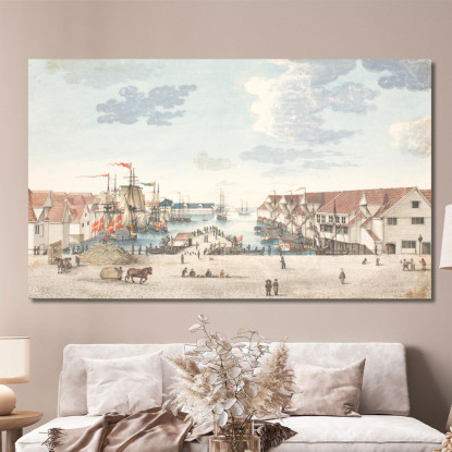 Brygge A Bergen Johan Christian Dahl jcd5 quadro stampato su tela