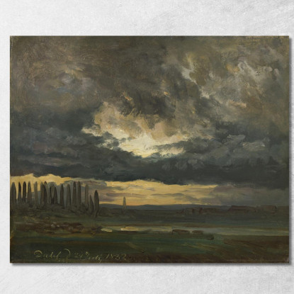 Studio Di Nuvole Sull'Elba Con Pioppi Johan Christian Dahl jcd6 quadro stampato su tela