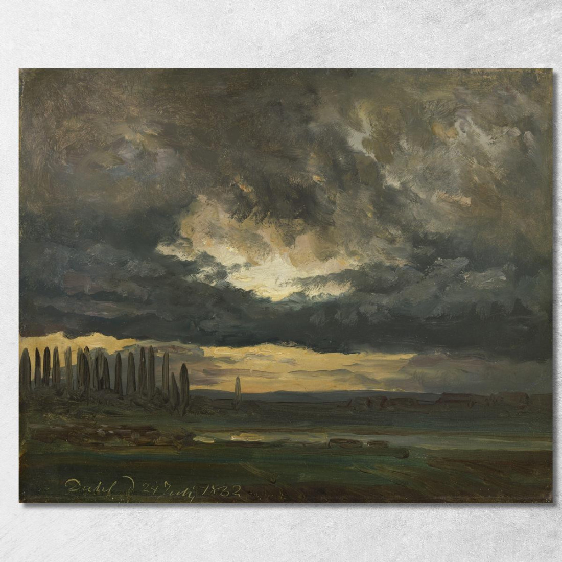 Studio Di Nuvole Sull'Elba Con Pioppi Johan Christian Dahl jcd6 quadro stampato su tela