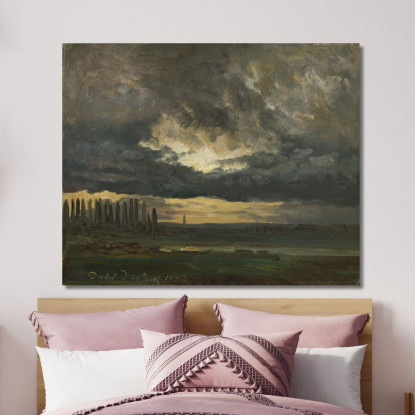 Studio Di Nuvole Sull'Elba Con Pioppi Johan Christian Dahl jcd6 quadro stampato su tela