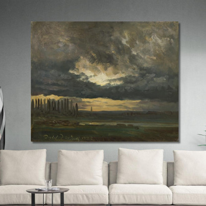 Studio Di Nuvole Sull'Elba Con Pioppi Johan Christian Dahl jcd6 quadro stampato su tela