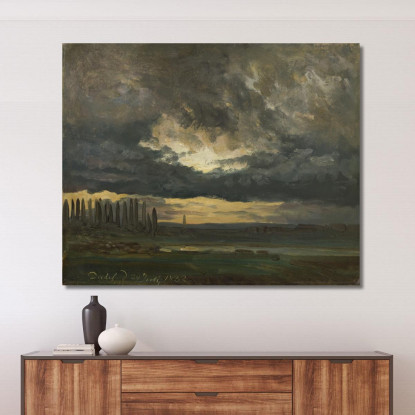 Studio Di Nuvole Sull'Elba Con Pioppi Johan Christian Dahl jcd6 quadro stampato su tela