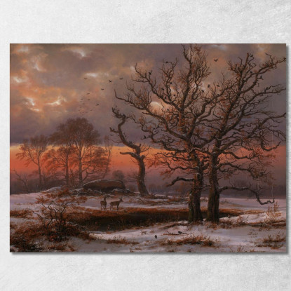 Paesaggio Invernale Danese Con Dolmen Johan Christian Dahl jcd12 quadro stampato su tela