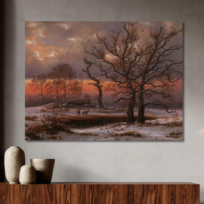 Paesaggio Invernale Danese Con Dolmen Johan Christian Dahl jcd12 quadro stampato su tela