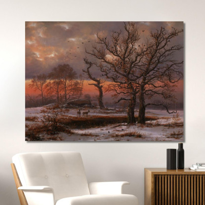 Paesaggio Invernale Danese Con Dolmen Johan Christian Dahl jcd12 quadro stampato su tela