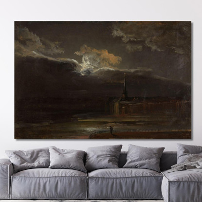 Dresda Al Chiaro Di Luna Johan Christian Dahl jcd13 quadro stampato su tela