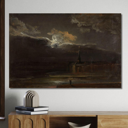 Dresda Al Chiaro Di Luna Johan Christian Dahl jcd13 quadro stampato su tela