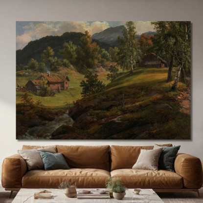 Fattoria A Lysekloster Johan Christian Dahl jcd17 quadro stampato su tela