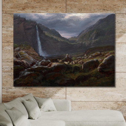 Cascata Di Feige (Feigefossen) Lysterfjord Norvegia Johan Christian Dahl jcd18 quadro stampato su tela