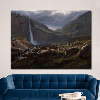 Cascata Di Feige (Feigefossen) Lysterfjord Norvegia Johan Christian Dahl jcd18 quadro stampato su tela