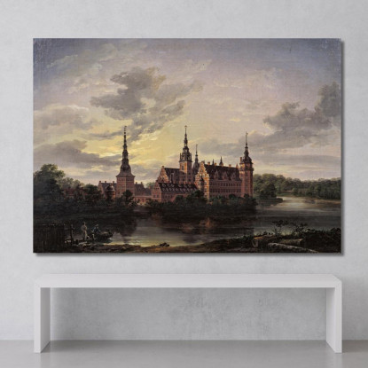 Castello Di Frederiksborg Al Chiaro Di Luna 2 Johan Christian Dahl jcd20 quadro stampato su tela