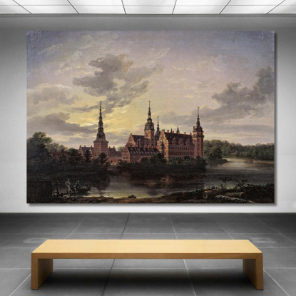 Castello Di Frederiksborg Al Chiaro Di Luna 2 Johan Christian Dahl jcd20 quadro stampato su tela