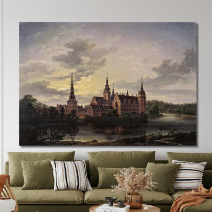 Castello Di Frederiksborg Al Chiaro Di Luna 2 Johan Christian Dahl jcd20 quadro stampato su tela