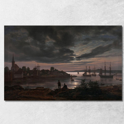Larvik Al Chiaro Di Luna Johan Christian Dahl jcd34 quadro stampato su tela