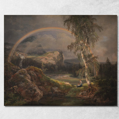 Paesaggio Norvegese Con Un Arcobaleno Johan Christian Dahl jcd40 quadro stampato su tela
