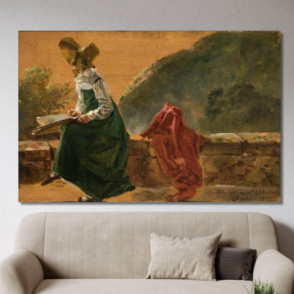 La Principessa Caroline Amalie Che Disegna A Napoli. Studio Johan Christian Dahl jcd44 quadro stampato su tela