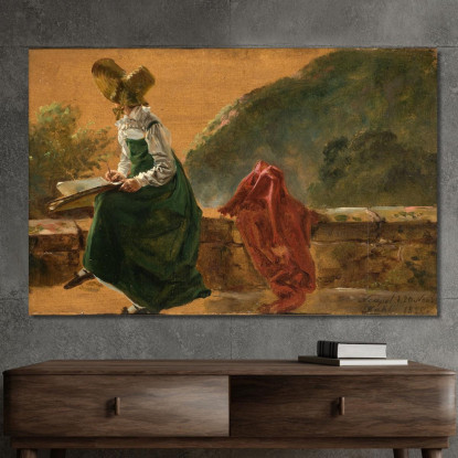 La Principessa Caroline Amalie Che Disegna A Napoli. Studio Johan Christian Dahl jcd44 quadro stampato su tela