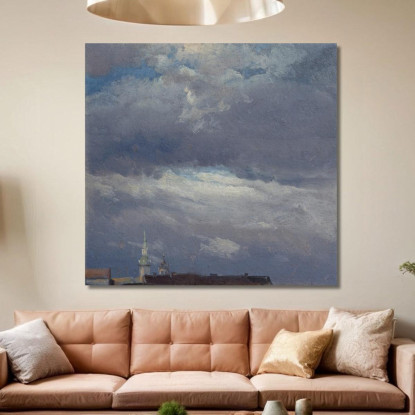 Nuvole Di Tempesta Sopra La Torre Del Castello A Dresda Johan Christian Dahl jcd51 quadro stampato su tela