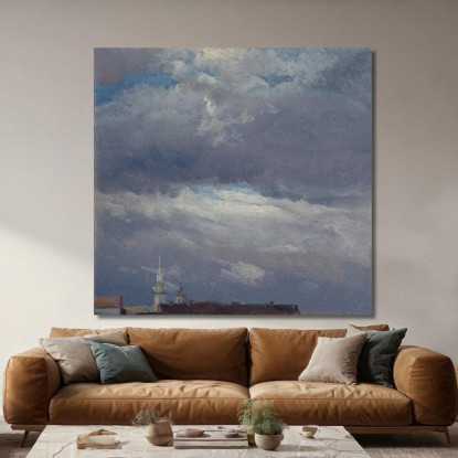 Nuvole Di Tempesta Sopra La Torre Del Castello A Dresda Johan Christian Dahl jcd51 quadro stampato su tela