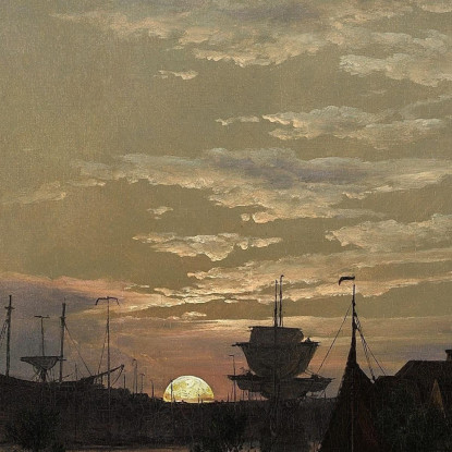 Swinoujscie Al Chiaro Di Luna Johan Christian Dahl jcd54 quadro stampato su tela