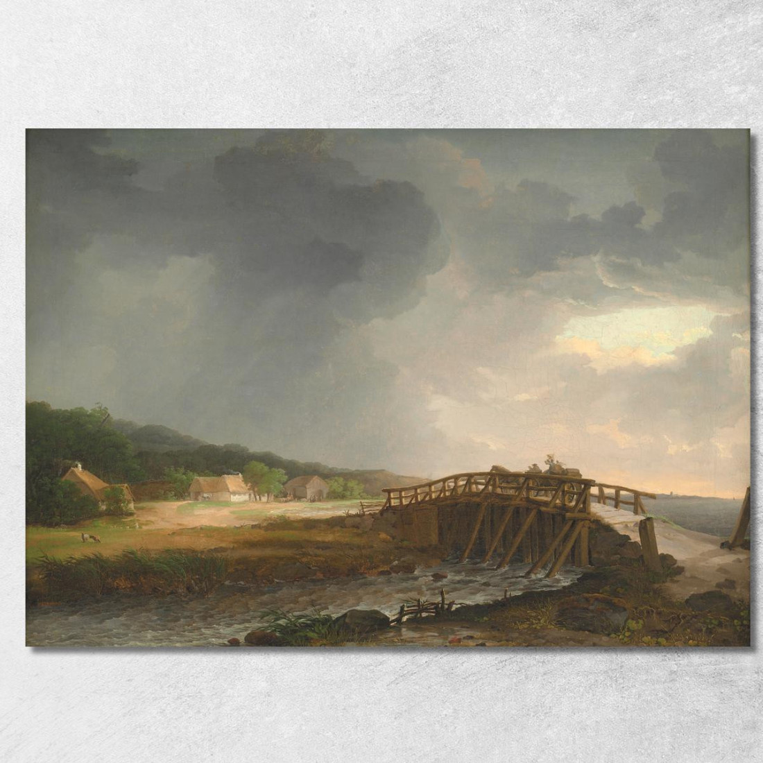 Il Ponte Sul Fiume Tryggevaelde Con Vista Su Koge Zelanda Johan Christian Dahl jcd58 quadro stampato su tela