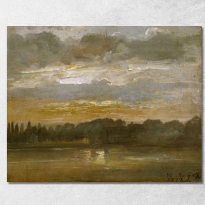 L'Elba Alla Sera Johan Christian Dahl jcd60 quadro stampato su tela