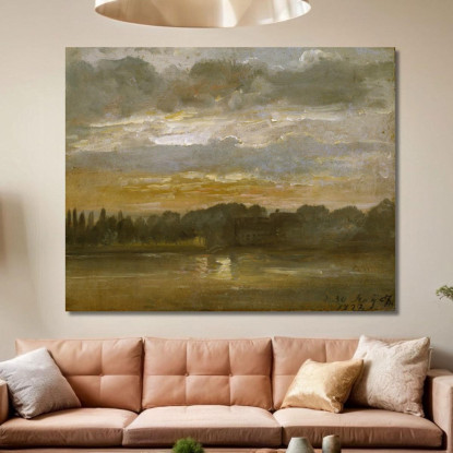 L'Elba Alla Sera Johan Christian Dahl jcd60 quadro stampato su tela