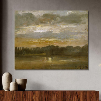 L'Elba Alla Sera Johan Christian Dahl jcd60 quadro stampato su tela
