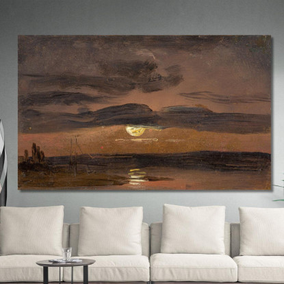 L'Elba Al Chiaro Di Luna Johan Christian Dahl jcd62 quadro stampato su tela