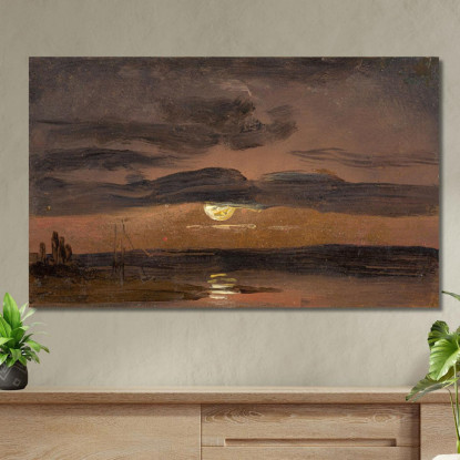 L'Elba Al Chiaro Di Luna Johan Christian Dahl jcd62 quadro stampato su tela